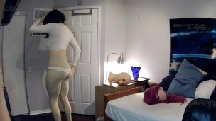 Miki & Celli Pt3! Masking in kigurumi doll Celli, kigurumi zentai encased rubber doll!