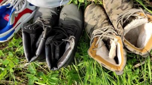 4 times piss and cumshot on my used boots and sneakers