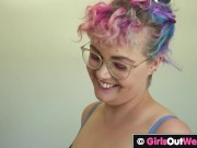 Curvy hairy lesbian with big tits loves cunnilingus and ass fingering 2/16