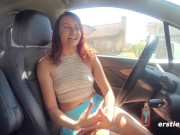 Cute Babe Plays With Herself In Her Car 15/16