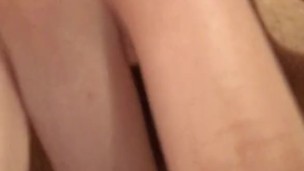 Masturbating pussy with two fingers, whipping up a thick white natural lubricant in myself