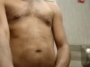 Stroking my big dick in the hotel bathroom while housekeeping is in the other room.  12/16