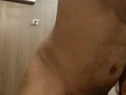 Stroking my big dick in the hotel bathroom while housekeeping is in the other room.  5/16