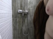 Mature BBW MILF with hairy pussy and big saggy tits in the shower. 1/16