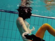 Swimming pool erotics in cute fishnets 11/16