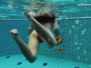 Swimming pool erotics in cute fishnets 15/16