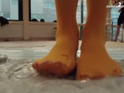 Swimming pool erotics in cute fishnets 2/16