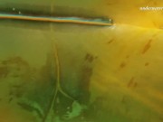 Swimming pool erotics in cute fishnets 6/16