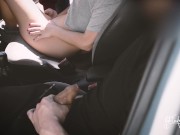 A voyeur catches us playing in the car so I give him a handjob! Then I fuck my cuckold husband 8/16