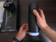 Horny guy uses an automasturbator moaning heavily experiencing the best orgasm Unboxing TRYFUN 6/16
