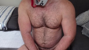 Hairy Muscle Bear Wear Own Jockstrap to Huff While Fapping