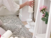 Aroused boy tempts slim blonde GF into lovemaking on couch 1/16