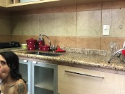 I told her to stop washing dishes and to suck my cock! 15/16