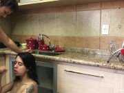 I told her to stop washing dishes and to suck my cock! 16/16