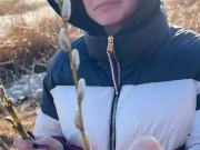 The girlfriend gave after a picnic in nature - pov blowjobe - Darcy Dark 2/16