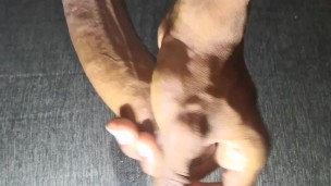 Thin-bodied teenager shows a huge cock