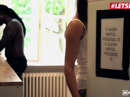 HORNY HOSTEL - Alya Stark Big Booty Teen Fucked Hard By BBC In The Kitchen - LETSDOEIT