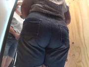 BBW MILF trying on shorts in fitting room. 16/16