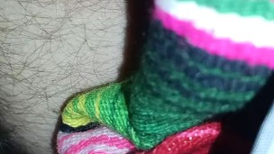 Horny hippy shoving crystals into ass in a tent