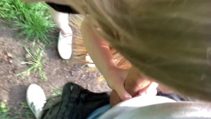 First date with 18 year old cutie on the river bank ended with blowjob and cum in mouth