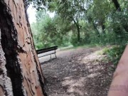 Flashing my dick in front of a girl in public park and facial cumshot It's very risky 4K MissCreamy 1/16