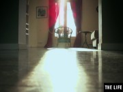 Blindfolded beauty follows kinky orders to strip and masturbate 1/16