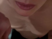 young with glasses gives a blowjob without hands 15/16