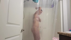Girlfriend taking a shower