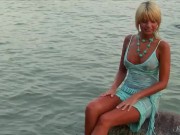 Sun Kissed Teenager Masha Wears Nothing But A Necklace In Public Beach 10/16
