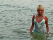 Sun Kissed Teenager Masha Wears Nothing But A Necklace In Public Beach 7/16