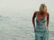 Sun Kissed Teenager Masha Wears Nothing But A Necklace In Public Beach 8/16