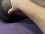 she caresses my cock  with her nylon feet then I cum on her nylon legs after a blowjob 2/16
