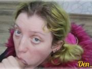 cute schoolgirl in a jacket learns to do a blowjob and gets a lot of sperm on her face and jacket 13/16