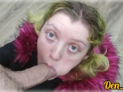 cute schoolgirl in a jacket learns to do a blowjob and gets a lot of sperm on her face and jacket 3/16