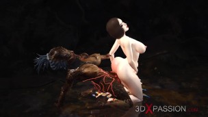 Horny sexy secretary has hard anal sex by predator futa