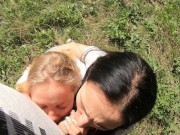 Double Blowjob in the Woods from Slutty Girlfriends 13/16