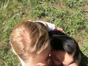 Double Blowjob in the Woods from Slutty Girlfriends 5/16