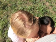 Double Blowjob in the Woods from Slutty Girlfriends 8/16