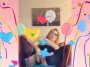 Triple dildo masturbating hard and really cumming - KISS makeup 14/16