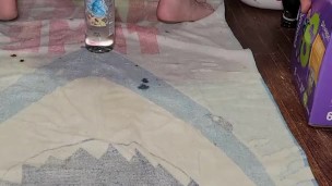 Stuffing my ass with a life water bottle 