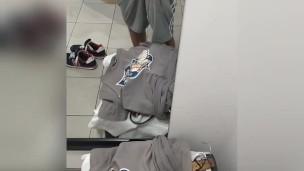 UNDRESSING ROOM - Riscky masturbation over mirror