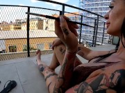 Two girlfriends smoke a cigarette 12/16