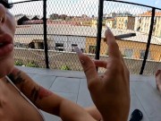 Two girlfriends smoke a cigarette 8/16