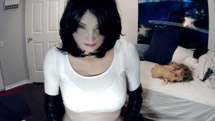 Erika & Jill Pt3! Unmasking from kigurumi doll Jill to play with rubber Erika and her rubber pussy!