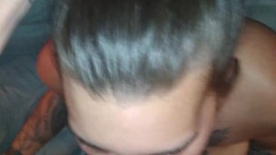 Swallowing his cock then he fucked my from behind then cums on my big ass