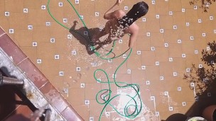 PISS from balcony on my Sexy Neighbor during her shower # Voyeur at neighbor exhibitionism