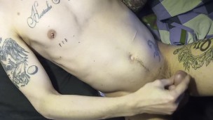 tattooed guy masturbate and cum