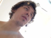 hot student washes in the shower and drains the piss while sitting 12/16