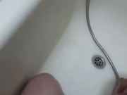 hot student washes in the shower and drains the piss while sitting 7/16