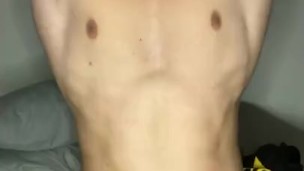 Fitness boy, smelling her armpits